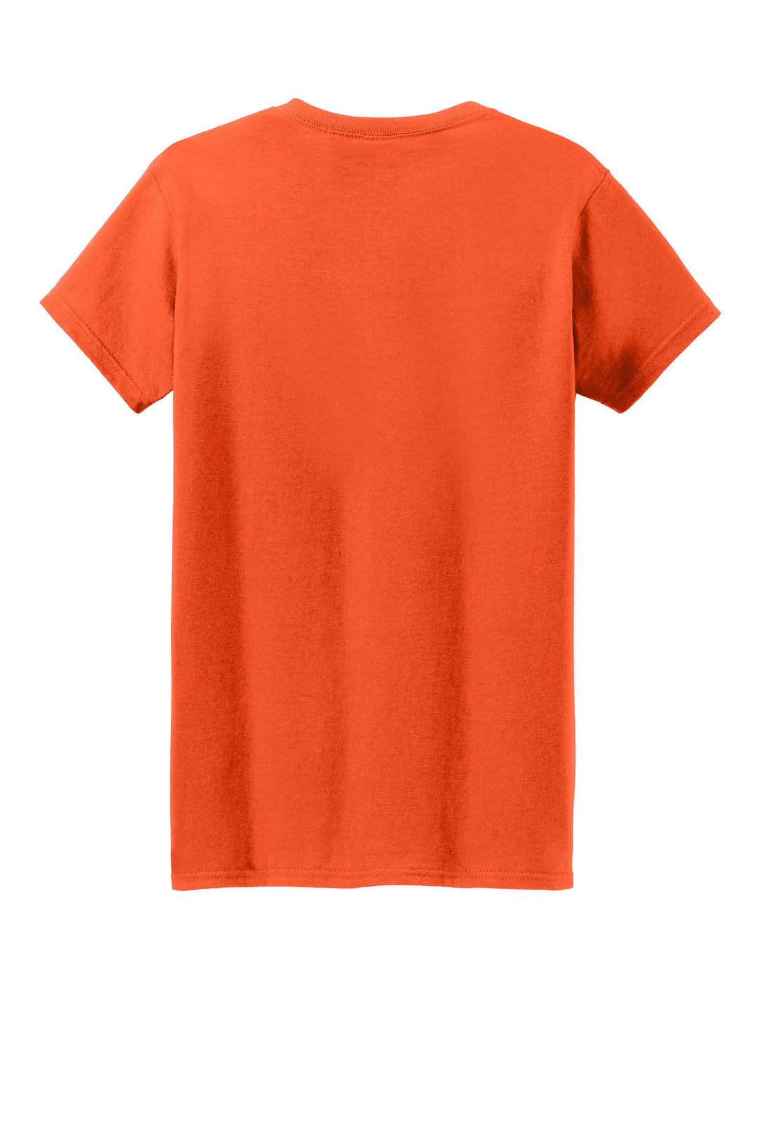 Rear View of Orange Gildan Women's Heavy Cotton 100% Cotton T-Shirt. 5000L