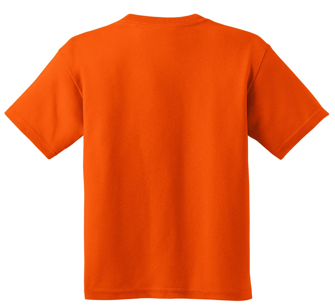 Rear View of Orange Gildan - Youth Heavy Cotton 100% Cotton T-Shirt. 5000B