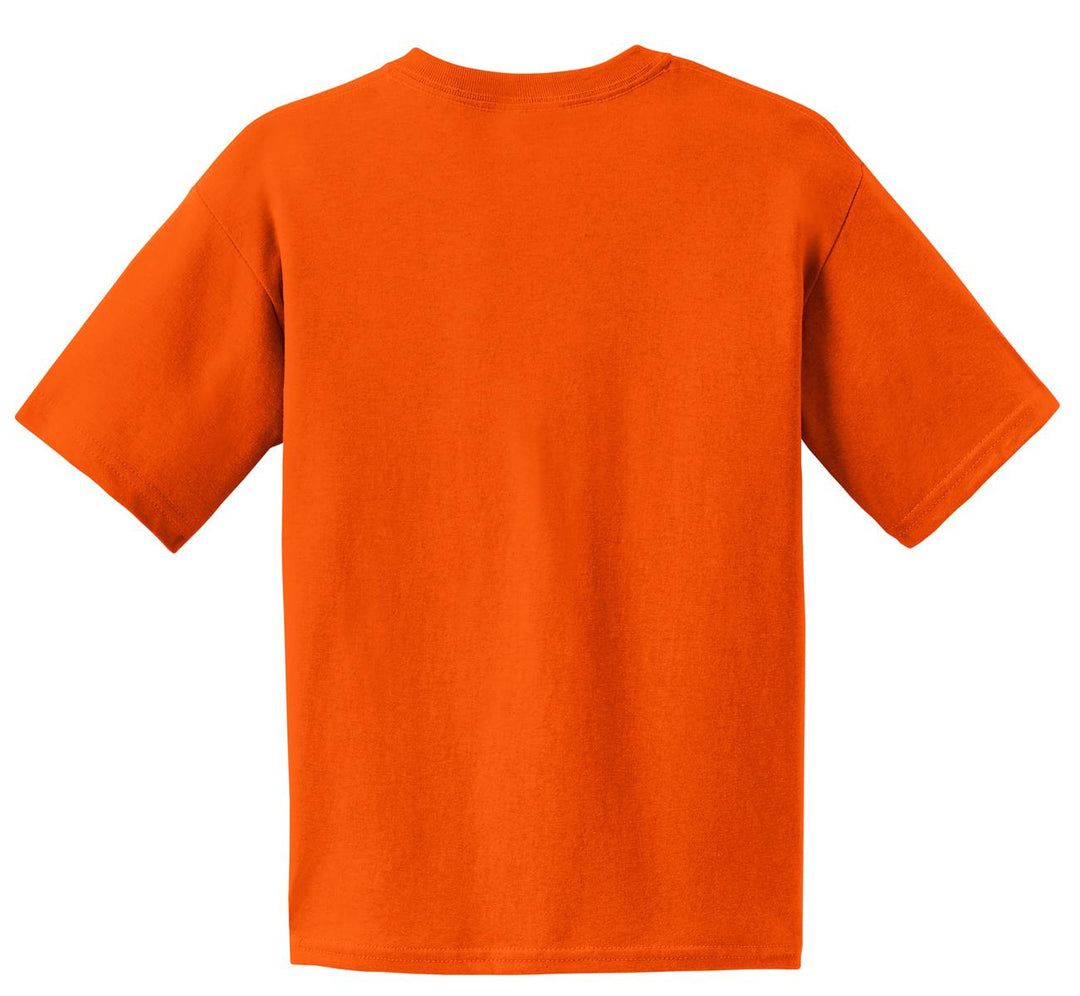 Rear View of Orange Gildan - Youth Ultra Cotton 100% US Cotton T-Shirt. 2000B