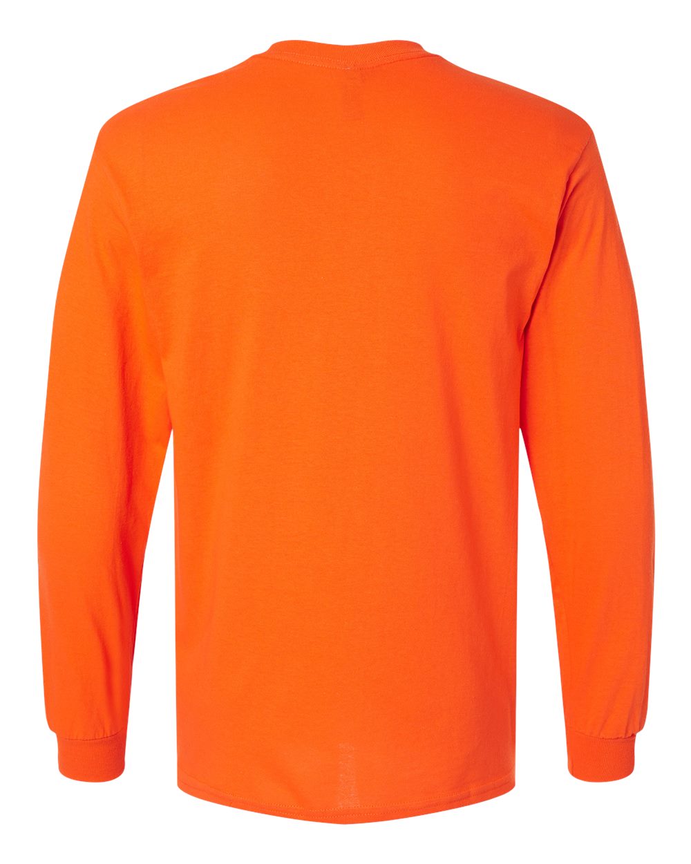 Rear View of Orange Heavy Cotton™ Long Sleeve T-Shirt - 5400