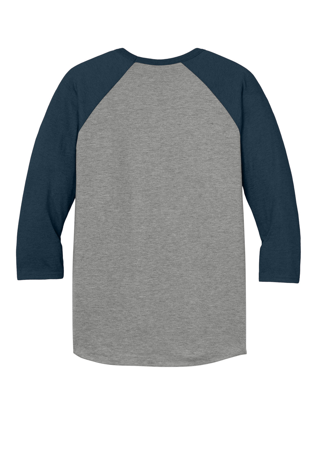 Rear View of Ox/IndgoHt Jerzees Unisex Premium Blend Combed Ring Spun 3/4-Sleeve Raglan 560R