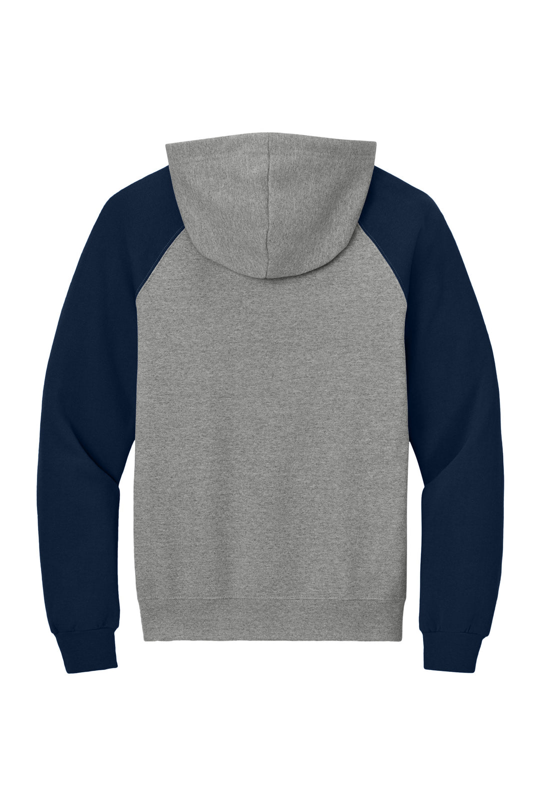 Rear View of Ox/JNavy Jerzees Unisex NuBlend Colorblock Raglan Hoodie Sweatshirt 96C