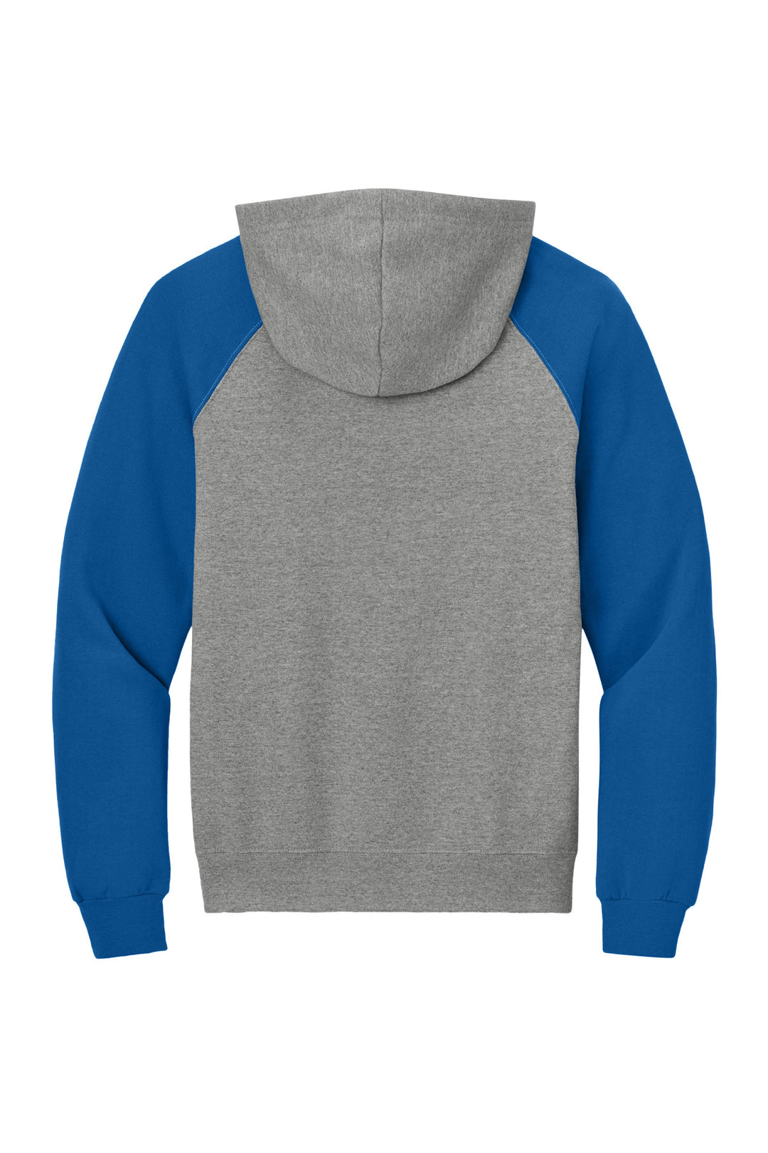 Rear View of Ox/Royal Jerzees Unisex NuBlend Colorblock Raglan Hoodie Sweatshirt 96C