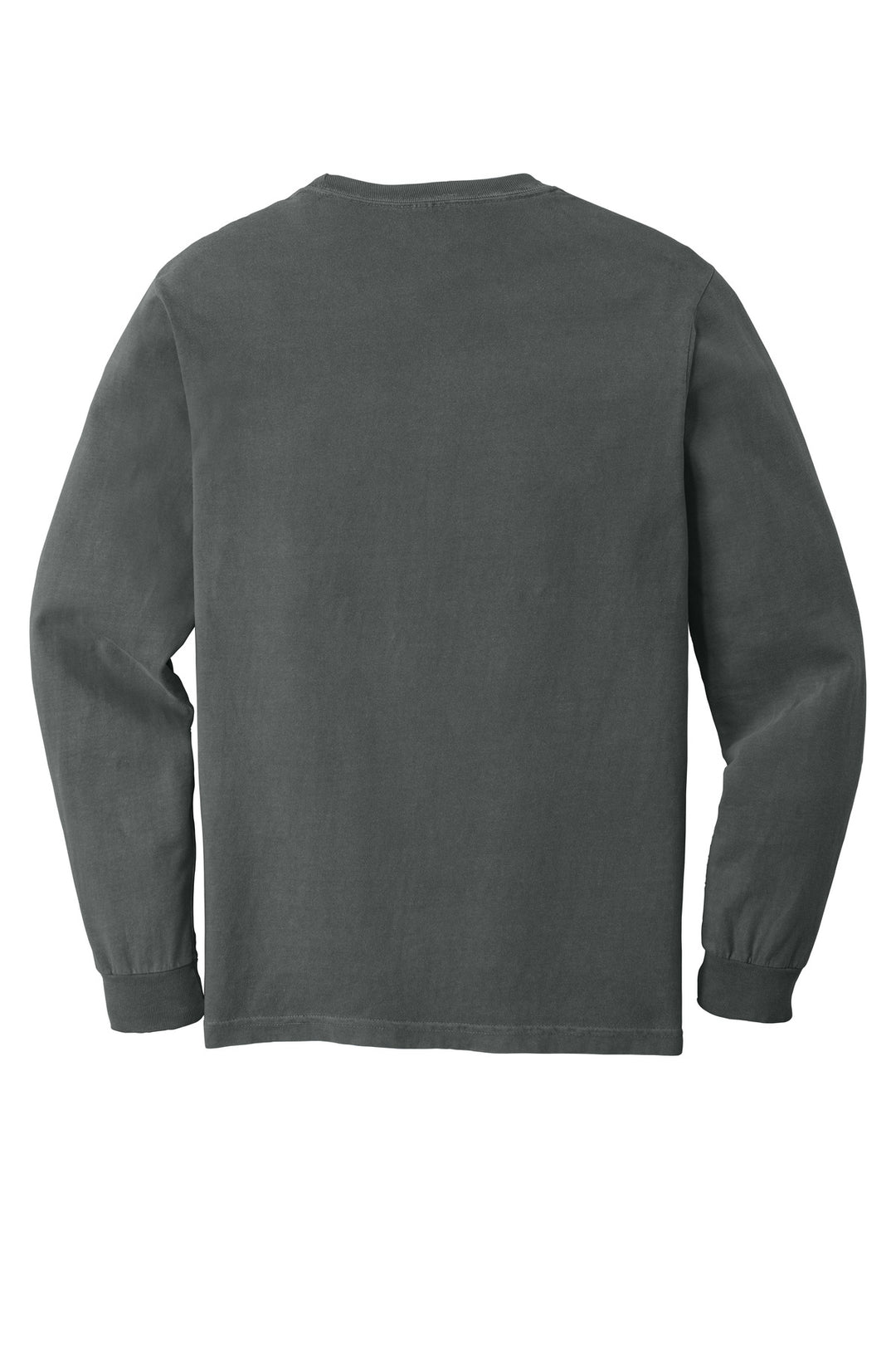 Rear View of Pepper COMFORT COLORS Heavyweight Ring Spun Long Sleeve Pocket Tee. 4410