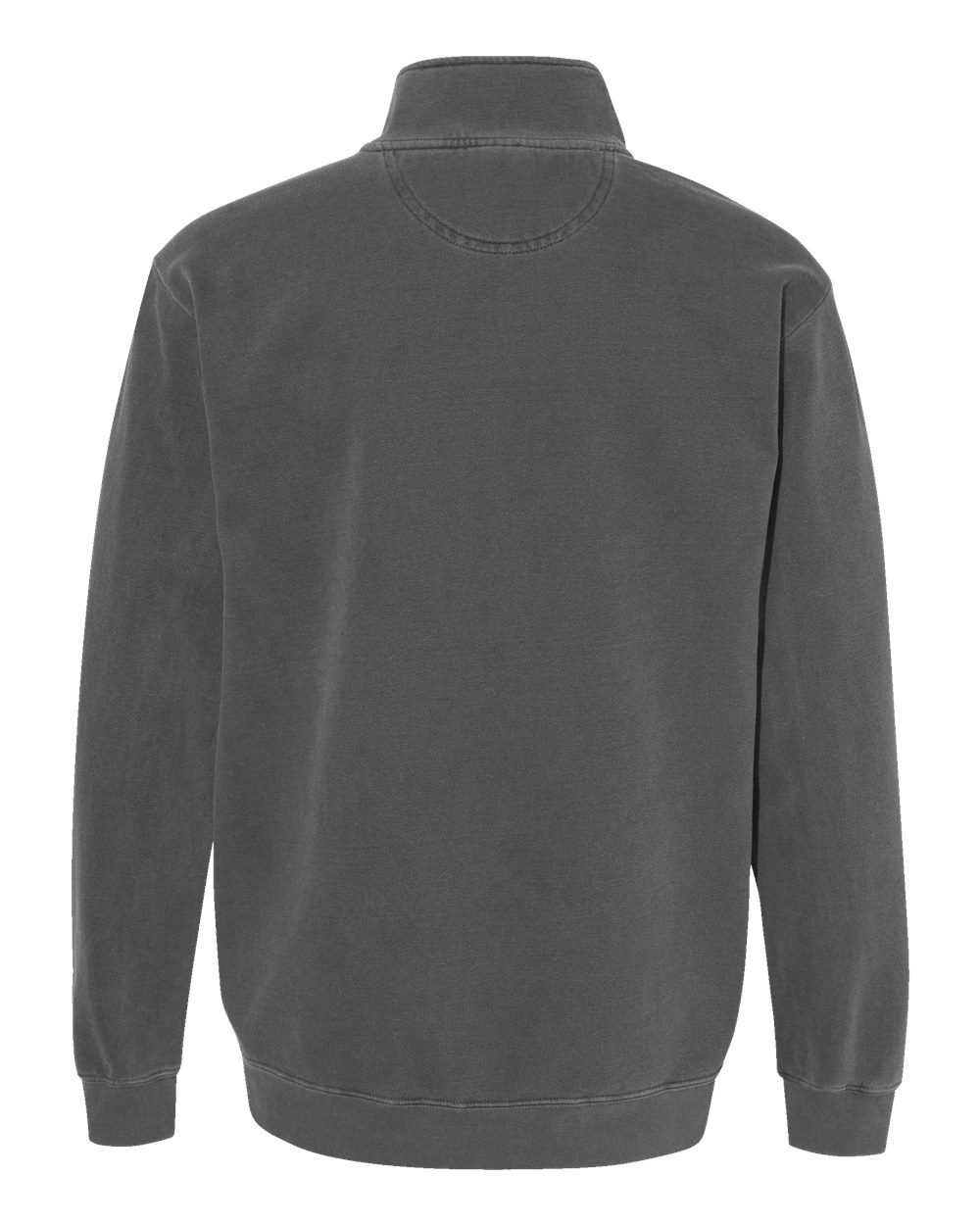 Rear View of Pepper Garment-Dyed Quarter Zip Sweatshirt - 1580