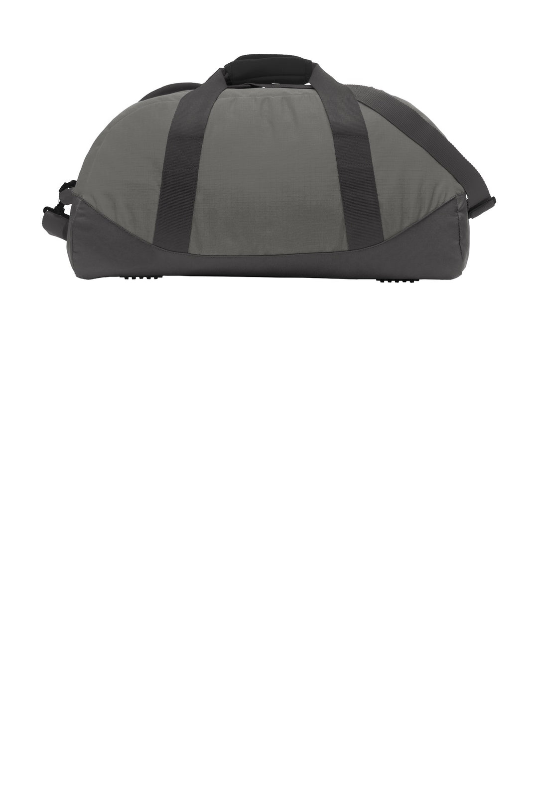 Rear View of Pewter Grey Eddie Bauer Medium Ripstop Duffel. EB900