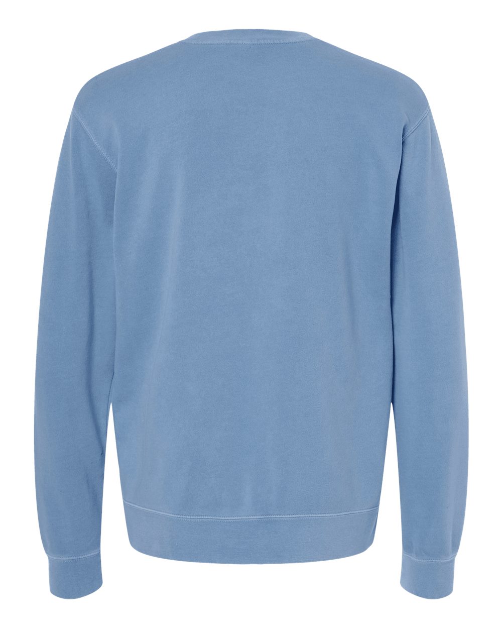 Rear View of Pigment Light Blue Midweight Pigment-Dyed Crewneck Sweatshirt - PRM3500