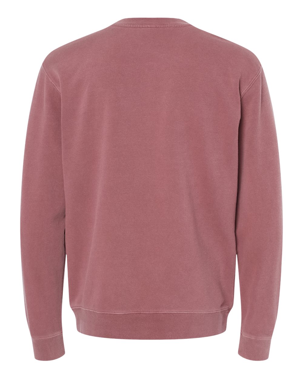 Rear View of Pigment Maroon Midweight Pigment-Dyed Crewneck Sweatshirt - PRM3500