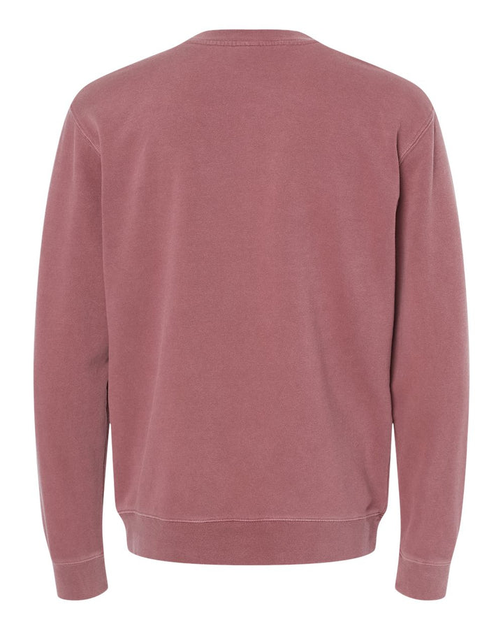 Rear View of Pigment Maroon Midweight Pigment-Dyed Crewneck Sweatshirt - PRM3500