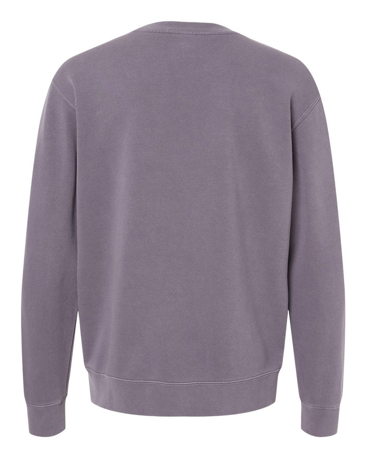 Rear View of Pigment Plum Midweight Pigment-Dyed Crewneck Sweatshirt - PRM3500