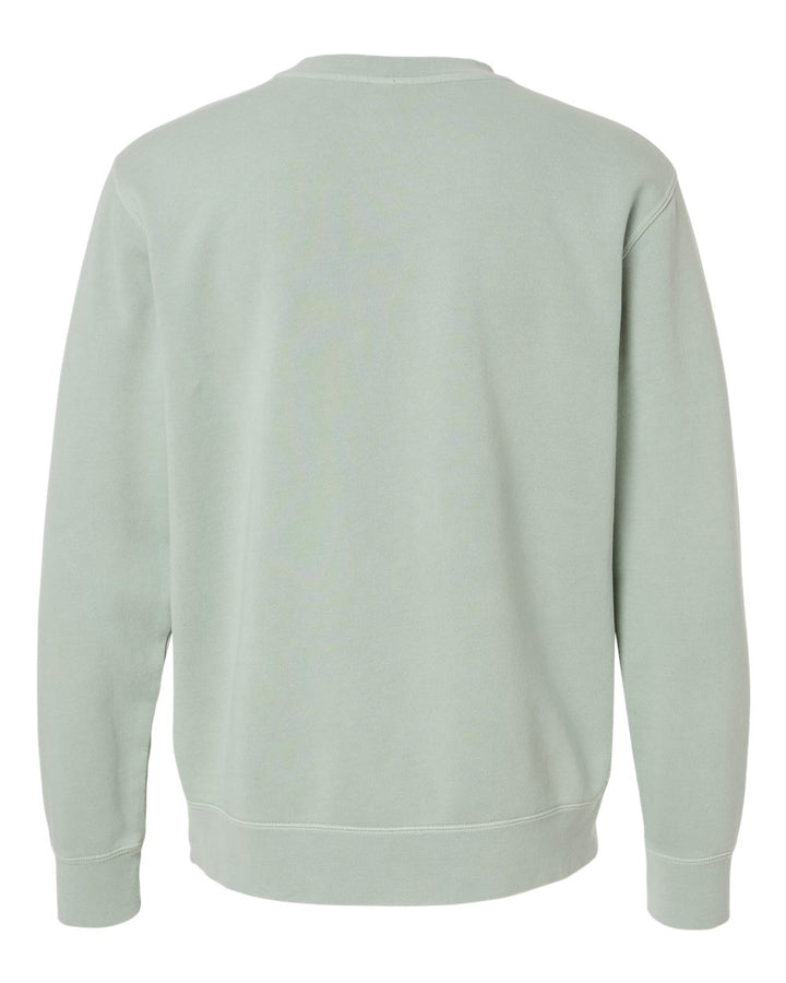 Rear View of Pigment Sage Midweight Pigment-Dyed Crewneck Sweatshirt - PRM3500