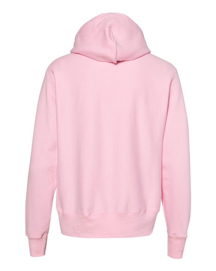 Rear View of Pink Candy Reverse Weave® Hooded Sweatshirt - S101