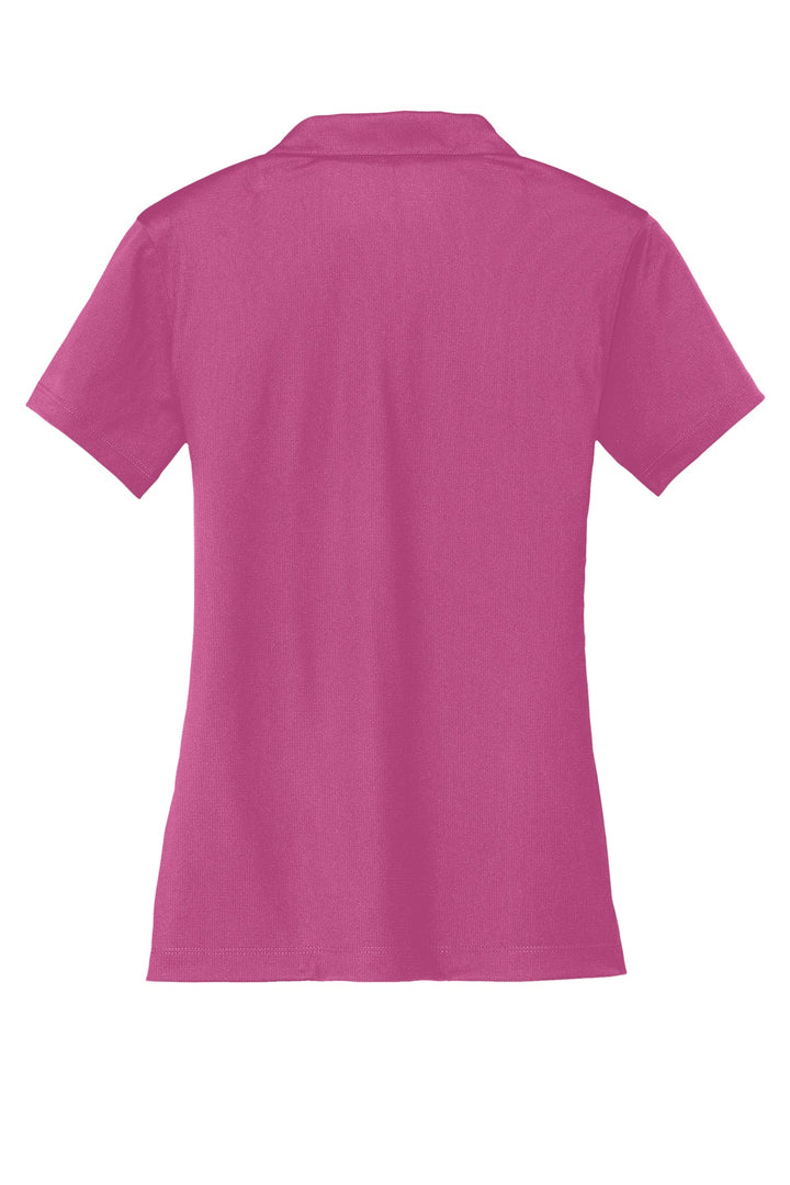 Rear View of Pink Fire Nike Women's Dri-FIT Vertical Mesh Polo. 637165