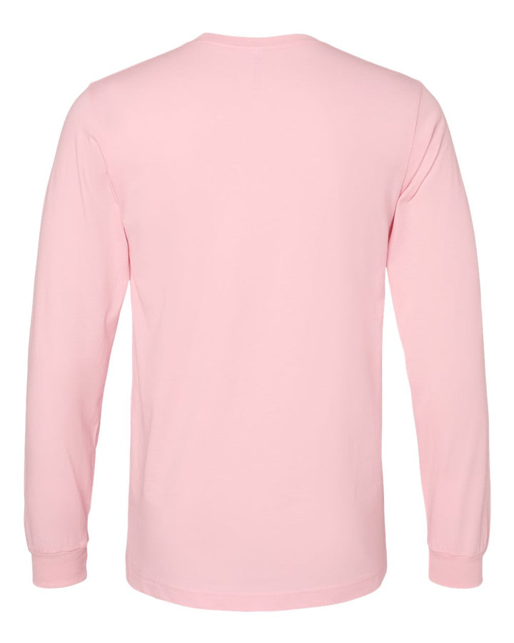 Rear View of Pink Jersey Long Sleeve Tee - 3501