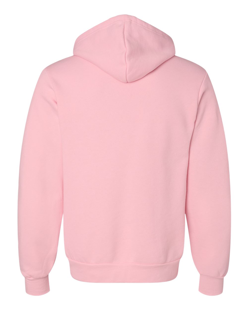 Rear View of Pink Sponge Fleece Full-Zip Hoodie - 3739
