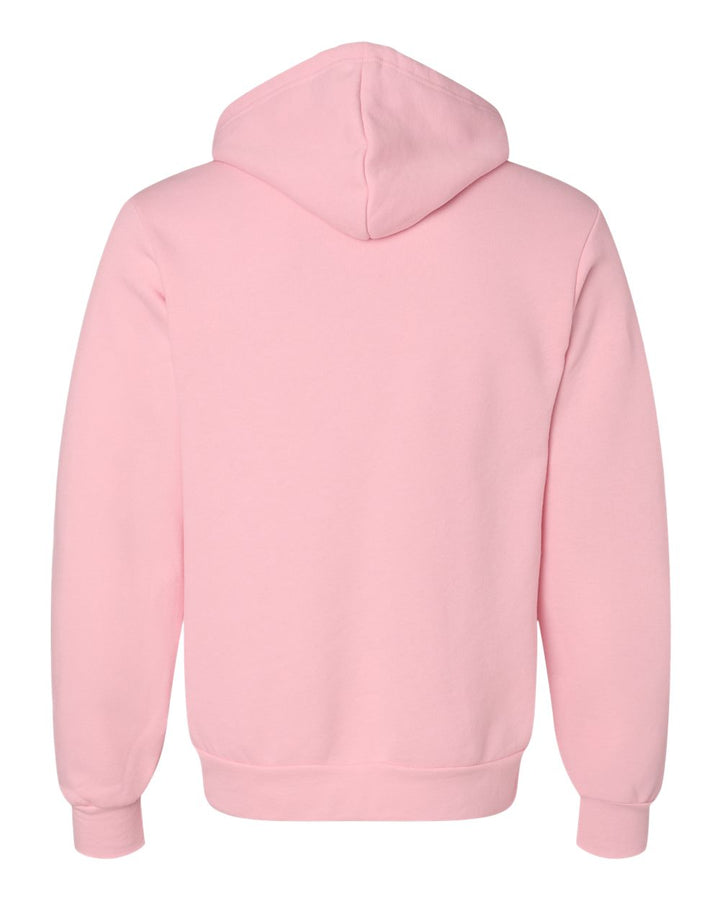 Rear View of Pink Sponge Fleece Full-Zip Hoodie - 3739