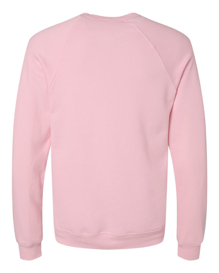 Rear View of Pink Sponge Fleece Raglan Crewneck Sweatshirt - 3901