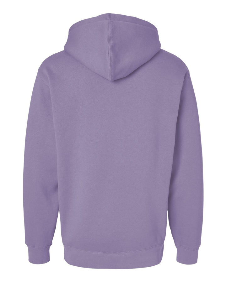 Rear View of Plum Heavyweight Hooded Sweatshirt - IND4000