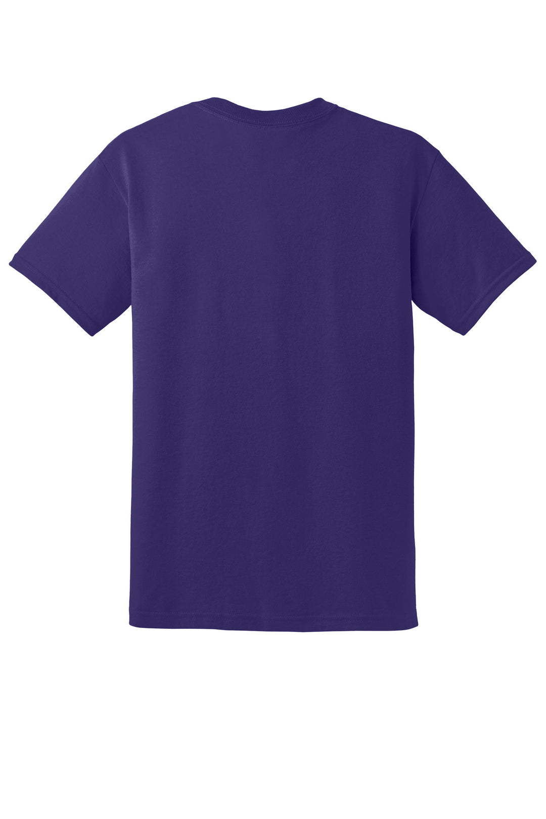 Rear View of Purple Gildan DryBlend 50 Cotton/50 Poly T-Shirt. 8000