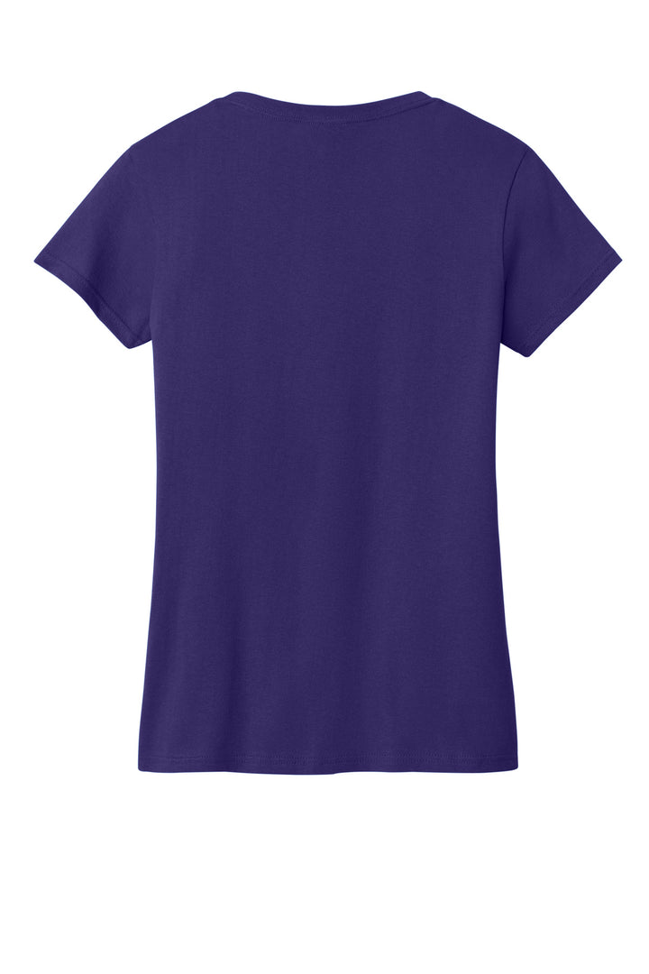 Rear View of Purple Gildan Women's Heavy Cotton 100% Cotton V-Neck T-Shirt. 5V00L