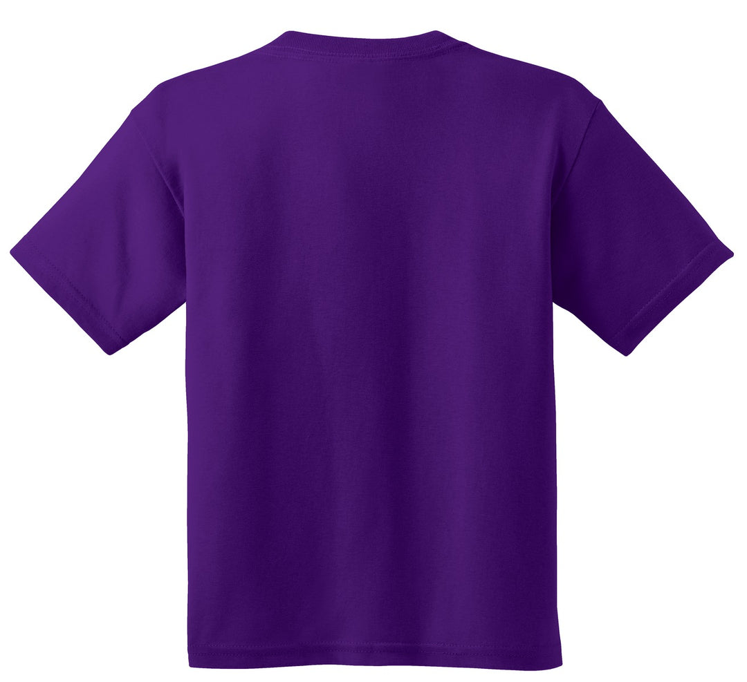 Rear View of Purple Gildan - Youth Heavy Cotton 100% Cotton T-Shirt. 5000B