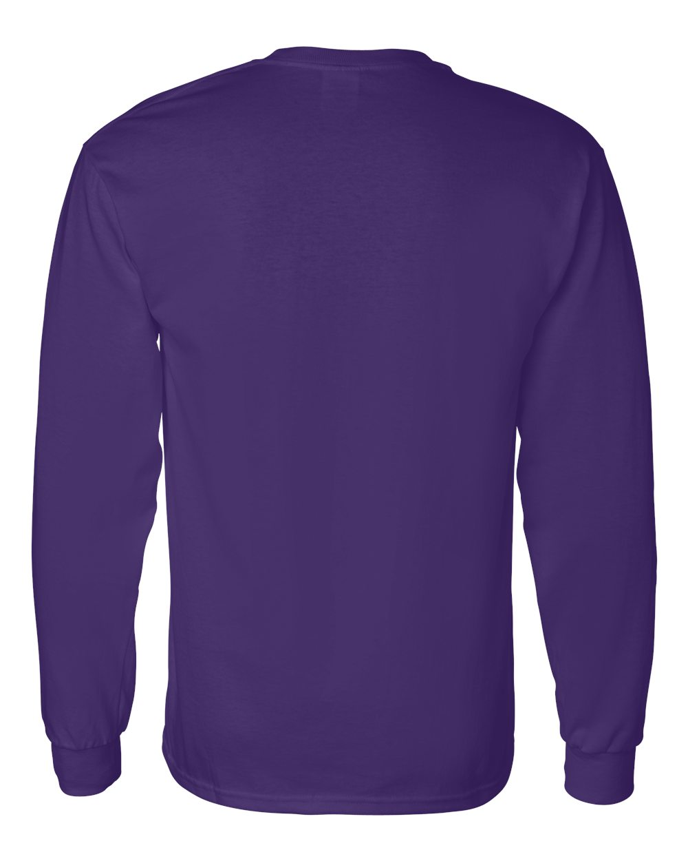 Rear View of Purple Heavy Cotton™ Long Sleeve T-Shirt - 5400