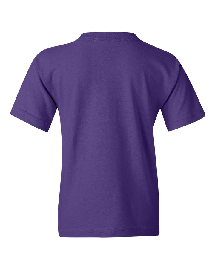 Rear View of Purple Heavy Cotton™ Youth T-Shirt - 5000B