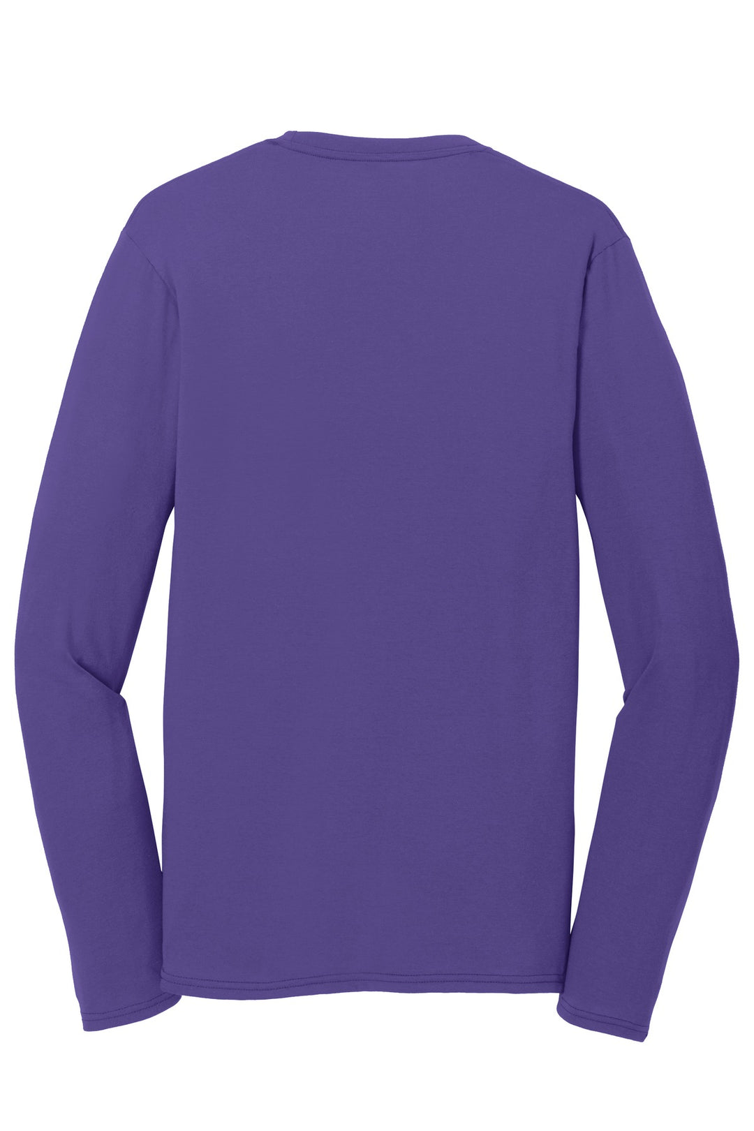 Rear View of Purple Port & Company Long Sleeve Performance Blend Tee. PC381LS