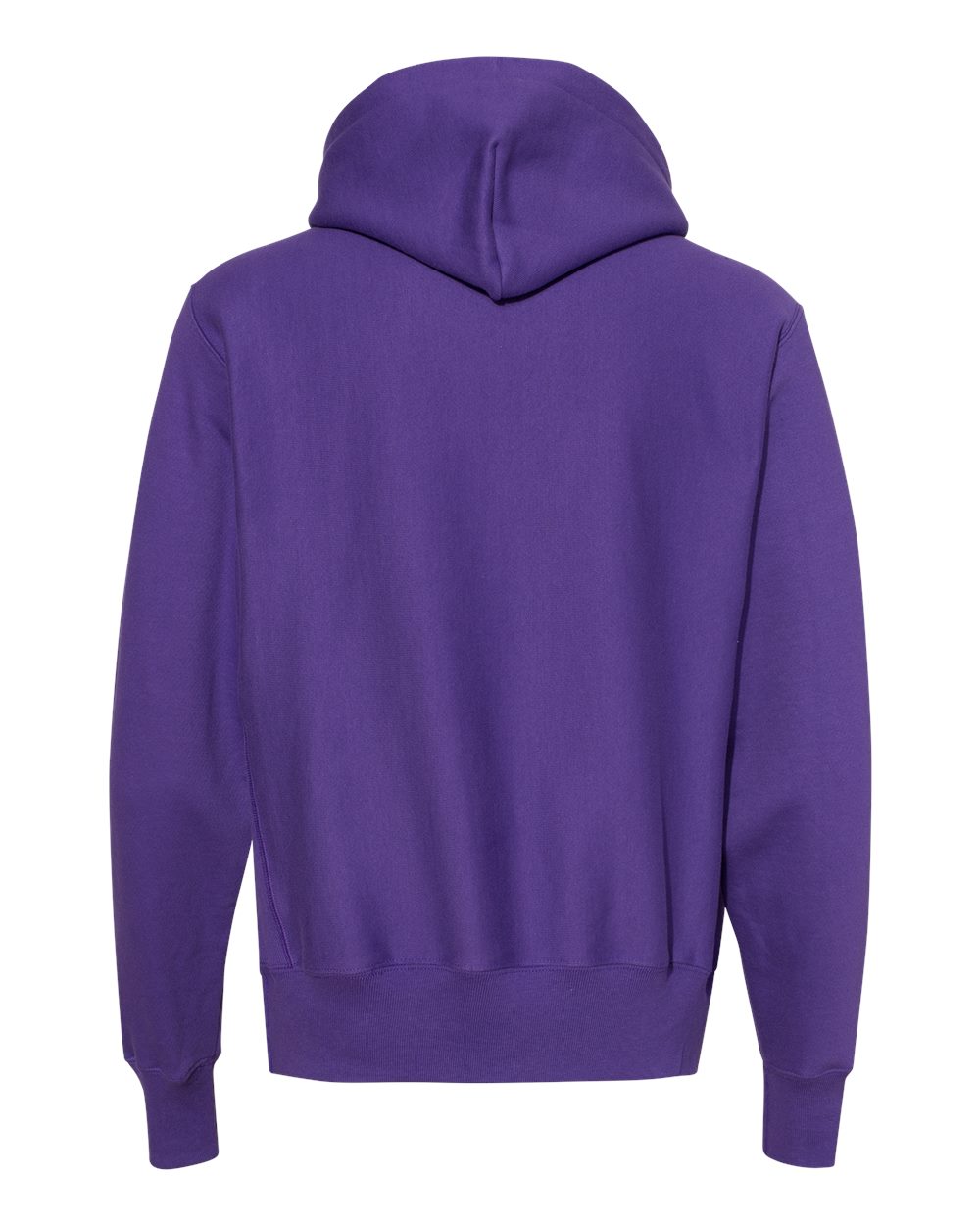 Rear View of Purple Reverse Weave® Hooded Sweatshirt - S101