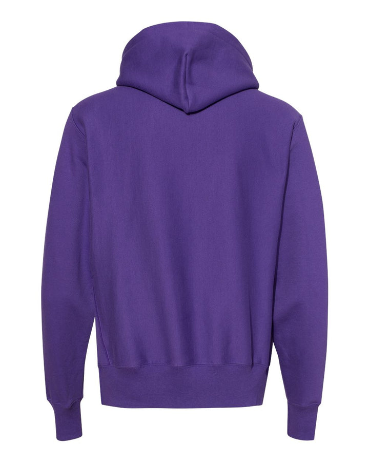 Rear View of Purple Reverse Weave® Hooded Sweatshirt - S101