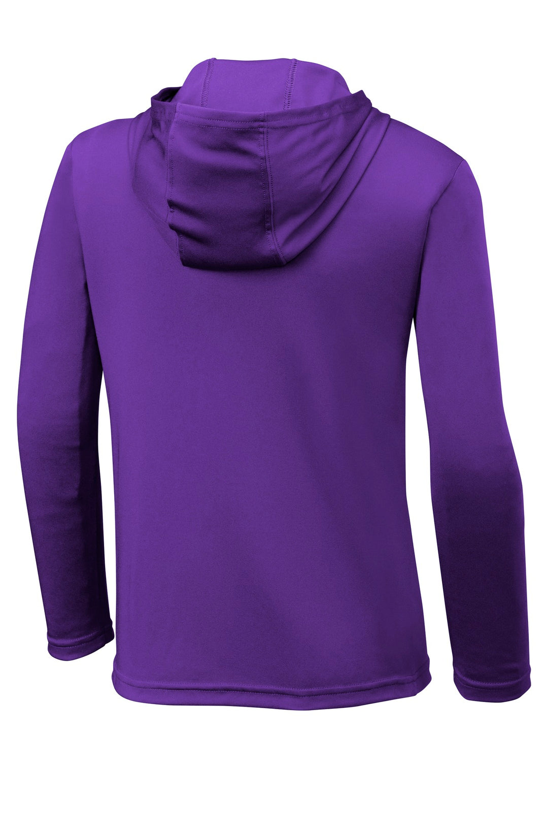 Rear View of Purple Sport-Tek Youth PosiCharge Competitor Hooded Pullover. YST358