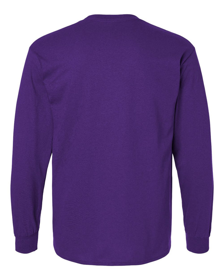 Rear View of Purple Ultra Cotton® Long Sleeve T-Shirt - 2400