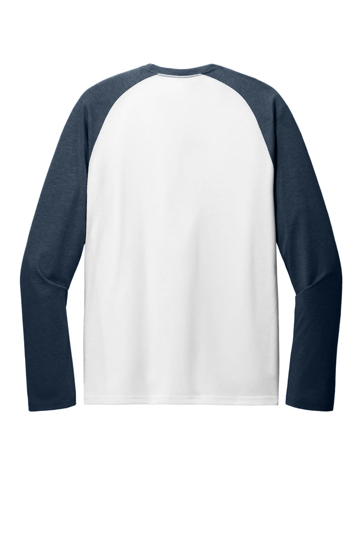 Rear View of RblBl/BtWh Allmade Unisex Tri-Blend Long Sleeve Colorblock Raglan AL6009