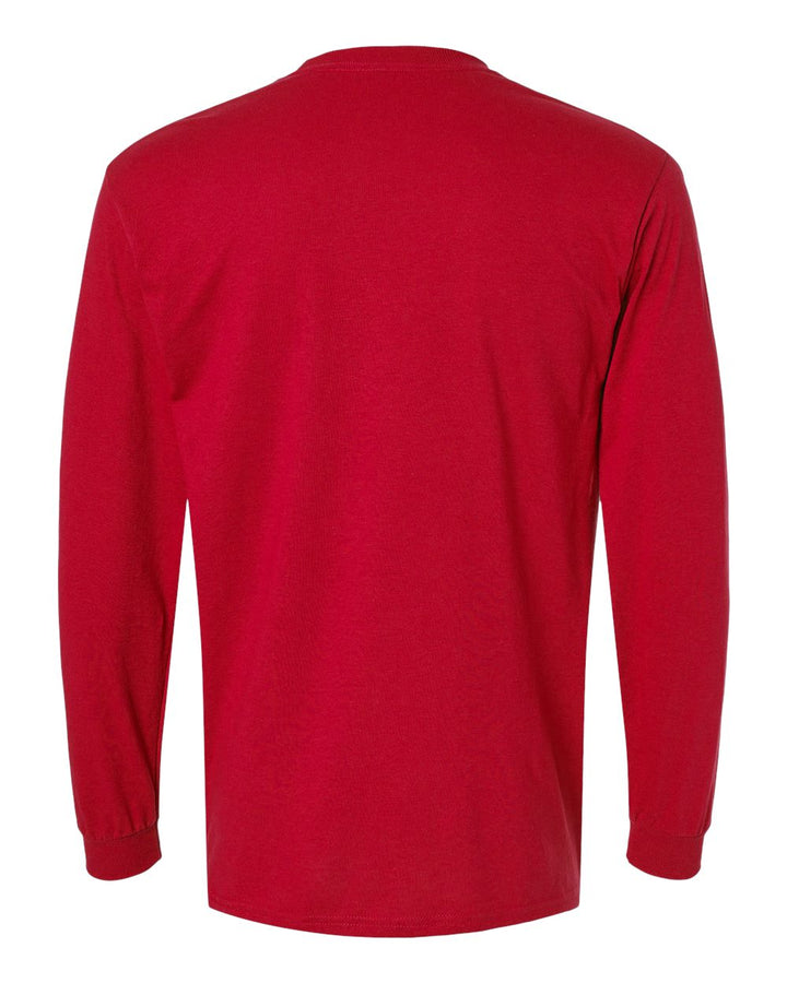 Rear View of Red DryBlend® 50/50 Long Sleeve T-Shirt - 8400