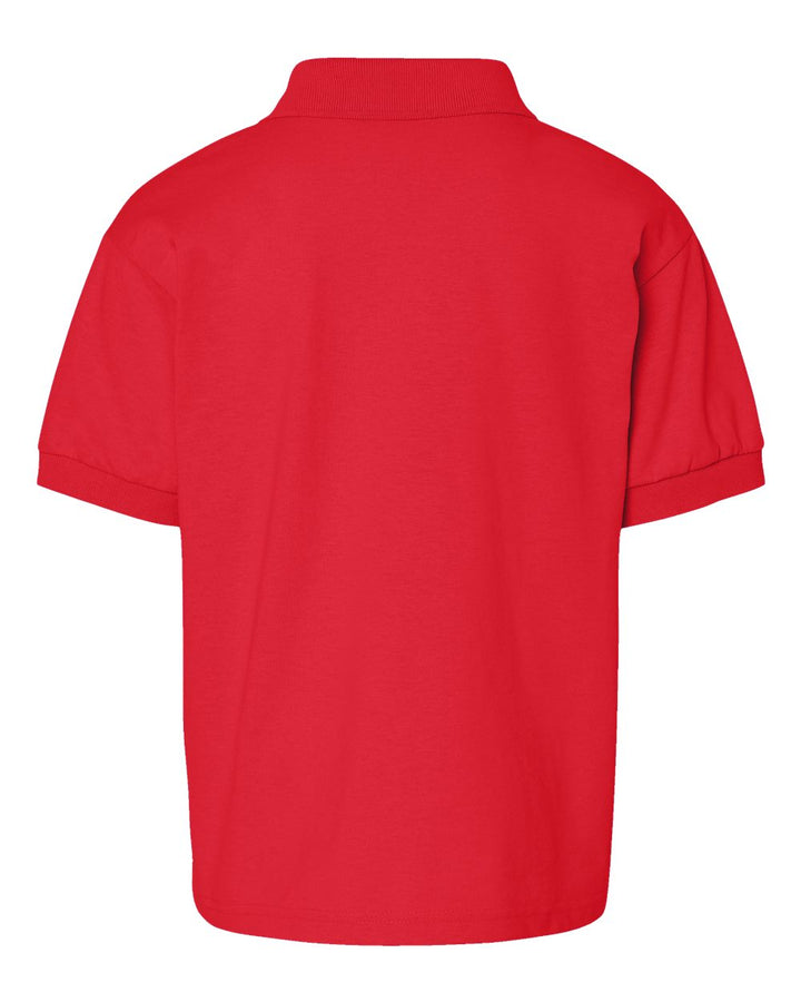 Rear View of Red DryBlend® Youth Jersey Polo - 8800B