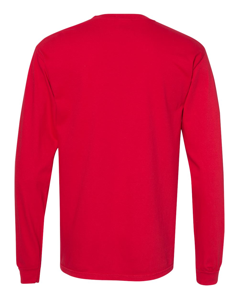 Rear View of Red Garment-Dyed Heavyweight Long Sleeve T-Shirt - 6014