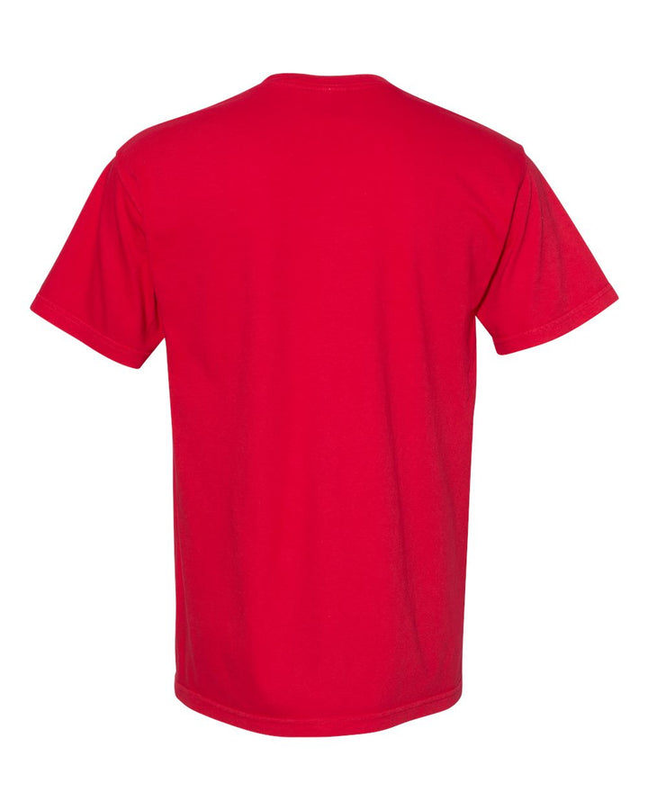 Rear View of Red Garment-Dyed Heavyweight Pocket T-Shirt - 6030
