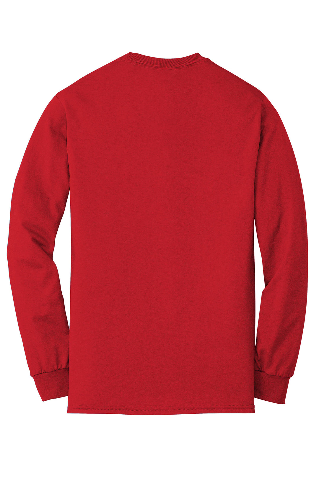 Rear View of Red Gildan - DryBlend 50 Cotton/50 Poly Long Sleeve T-Shirt. 8400