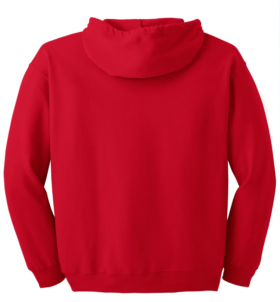 Rear View of Red Gildan - Heavy Blend Full-Zip Hooded Sweatshirt. 18600