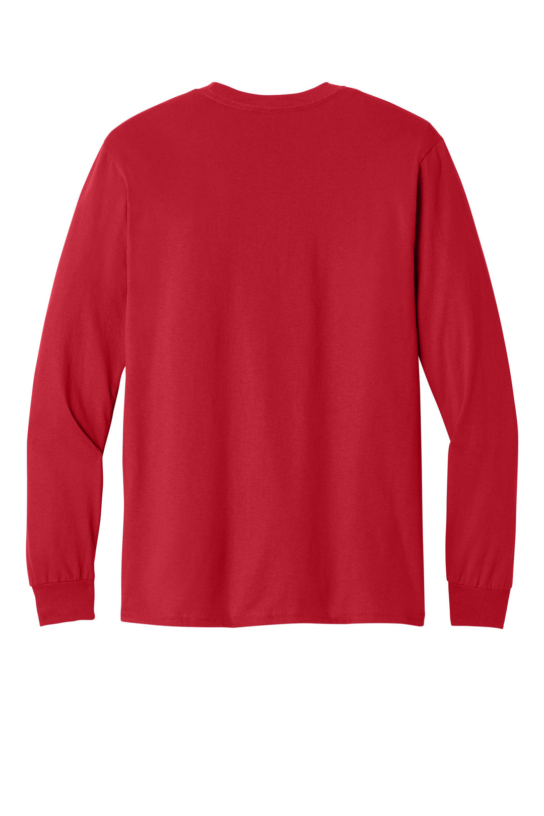 Rear View of Red Gildan - Heavy Cotton 100% Cotton Long Sleeve T-Shirt. 5400