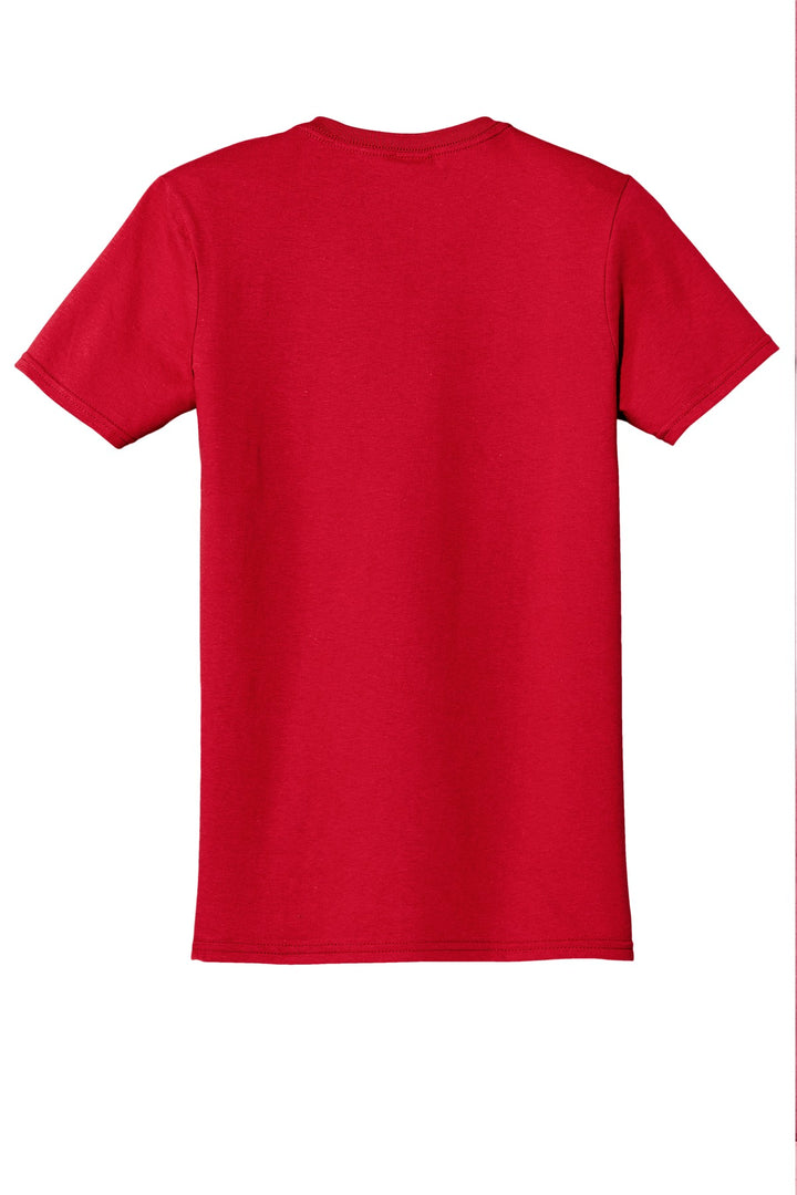 Rear View of Red Gildan Softstyle T-Shirt. 64000