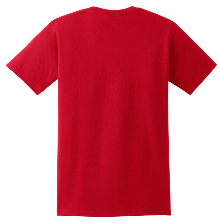 Rear View of RED Gildan - Ultra Cotton 100% US Cotton T-Shirt with Pocket. 2300