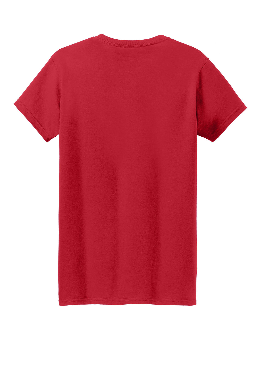 Rear View of Red Gildan Women's Heavy Cotton 100% Cotton T-Shirt. 5000L