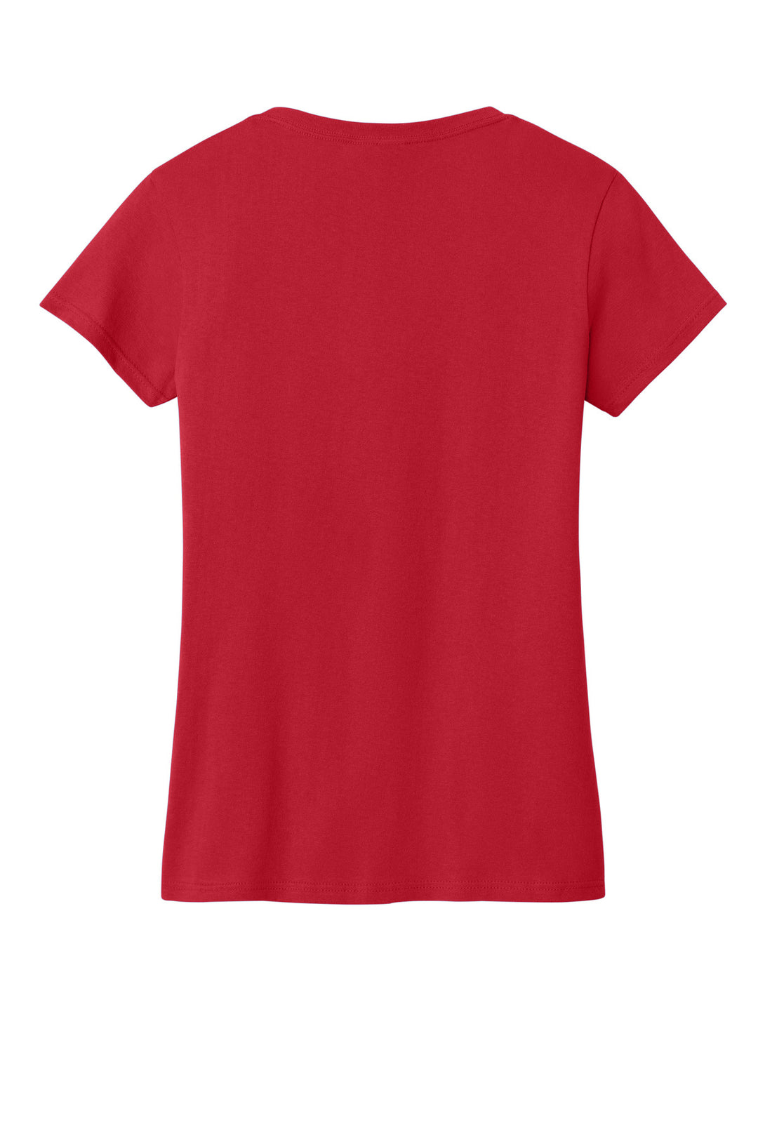 Rear View of Red Gildan Women's Heavy Cotton 100% Cotton V-Neck T-Shirt. 5V00L