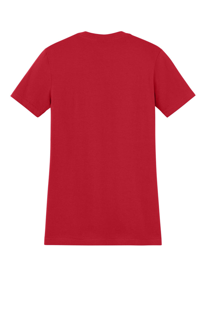 Rear View of Red Gildan Women's Softstyle Midweight Tee 65000L