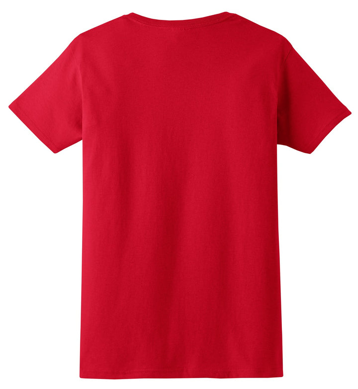Rear View of Red Gildan Women's Ultra Cotton 100% US Cotton T-Shirt. 2000L