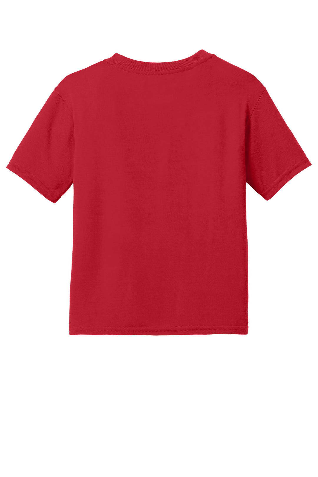 Rear View of Red Gildan Youth Gildan Performance T-Shirt. 42000B