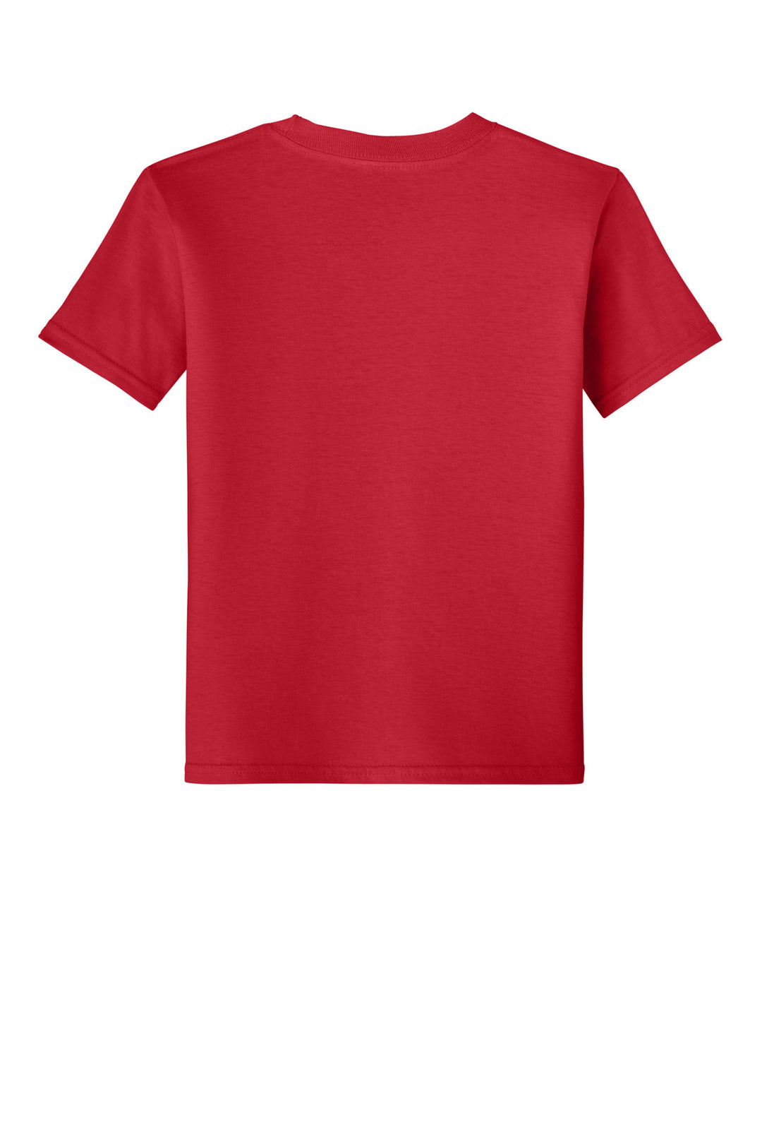 Rear View of Red Gildan Youth Softstyle T-Shirt 64000B