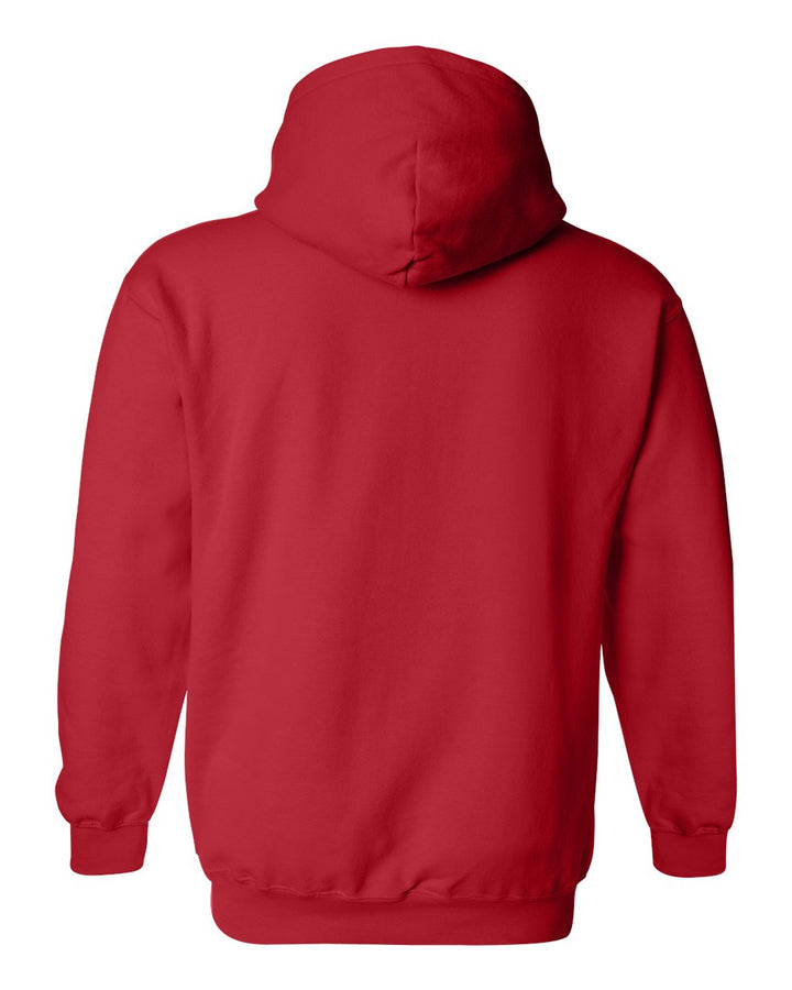 Rear View of Red Heavy Blend™ Hooded Sweatshirt - 18500
