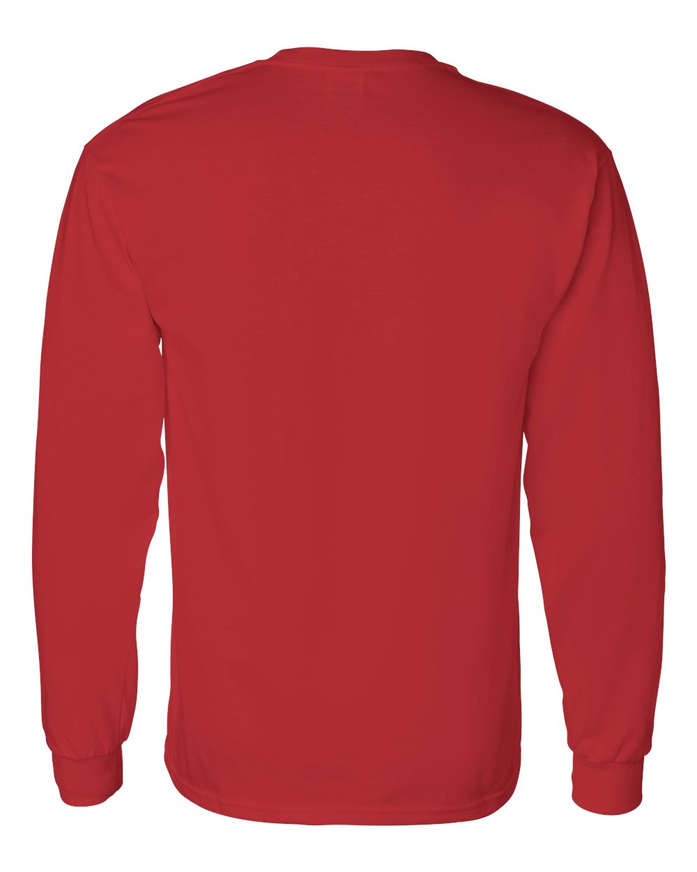 Rear View of Red Heavy Cotton™ Long Sleeve T-Shirt - 5400